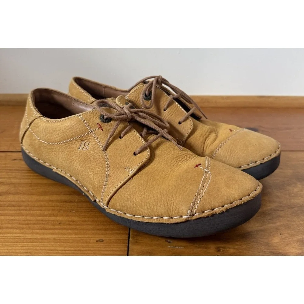 Josef Seibel Shoes Leather Comfort Lace Up Walking Shoes Germany Fergey 40 Tan